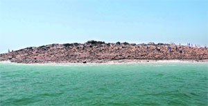 The new island that emerged from the Arabian Sea 2 km off the coast near the port of Gwadar hours after the quake.