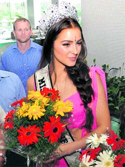 Miss Universe Olivia Culpo promotes Celebrate the girl child campaign in Gurgaon on Friday.