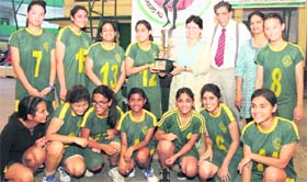 The Wynberg Allen Girls basketball team at St Thomas College in Dehradun on Saturday.