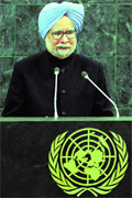 PM Manmohan Singh addresses the 68th session of the United Nations General Assembly in New York on Saturday. AFP