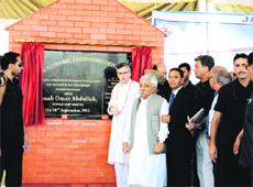  Chief Minister Omar Abdullah along with senior party leaders in Srinagar on Saturday. 