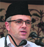 Chief Minister Omar Abdullah addressing a public rally after laying the foundation stone of a flyover in Srinagar on Saturday. Tr