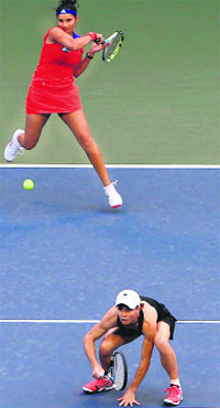 Sania Mirza and Cara Black of Zimbabwe registered the win (4-6, 6-0, 11-9) in one hour and 25 minutes. 