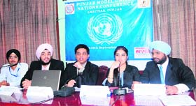 Members of the UNHRC and Hira foundation at the Punjab Model United Nations Conference 2013 in Amritsar on Sunday.