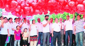 City residents take part in a special marathon walk organised on World Heart Day in Amritsar on Sunday.