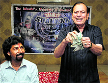 Samrat Shankar performs a trick during his magic show in Bathinda