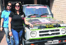 Vaneeta Kang and her navigator Cheshta Sood at Sector 8 in Chandigarh on Sunday