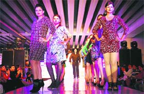 Models take part in the grand finale of a fashion competition at Elante Mall in Chandigarh on Sunday