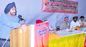 A participant speaks at the 32nd free eye camp organised by the Doon Sikh Welfare Society in Dehradun on Sunday