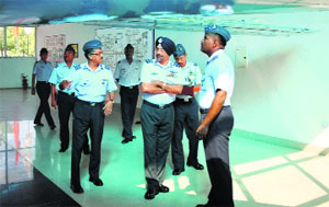 Air Marshal Paramjit Singh Gill inaugurates an avionics laboratory at the High Grounds in Chandigarh on Monday.