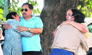 Grief stricken family members of Satyam in Panchkula on Monday. 