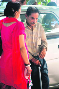 Satyam's father outside the Sector 6 General Hospital in Panchkula. 