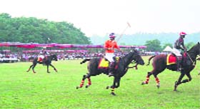 A polo exhibition played at Indian Military Academy (IMA) as part of the 81st raising day celebrations in Dehradun on Monday.