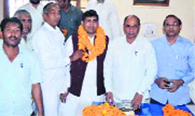 BSP Lok Sabha candidate from Haridwar Haji Mohammed Islam being welcomed by party workers in Haridwar on Monday.