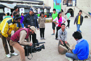 Students during the orientation programme at Leh on Saturday.