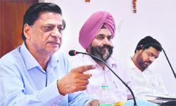 Experts from the Punjab State Institute of Public Administration impart training to field staff of the MC and other urban local bodies about property tax in Ludhiana on Monday.