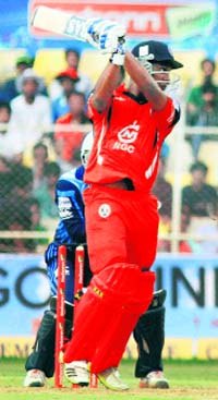 T&Ts Evin Lewis top-scored with 70 runs in his teams win over Titans in CLT20 in Ahmedabad on Monday.
