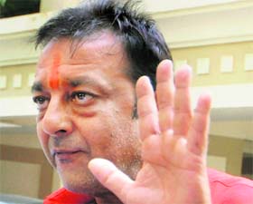 Sanjay Dutt arrives at his Mumbai residence on Tuesday