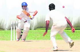 Players in action during JP Atray Memorial Cricket Tournament at St Johns School in Sector 26, Chandigarh, on Wednesday