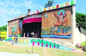The stage is set for Ramlila at Ordnance Cable Factory Colony in Sector 29, Chandigarh