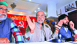 CPM secretary Rakesh Singha addresses mediapersons in Shimla on Wednesday