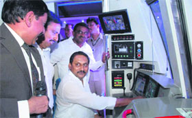 Andhra Pradesh CM Kiran Kumar Reddy at the inauguration of Metro Rail in Hyderabad on Wednesday.