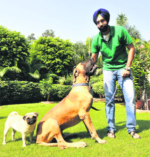 Simar Barnala with his pets Maxx & Penny 