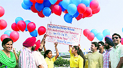 Anurag Thakur, BJP MP, inaugurates the Bhai Gobind Singh Pasricha Memorial 14th Inter-School Cricket Tournament at MGN Public School in Jalandhar on Thursday