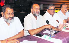 Niraj Tayal, national convener of the BJP, addresses the media in Ludhiana