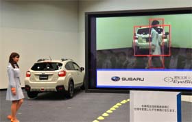 Japans automaker Fuji Heavy Industries, known as Subaru, unveils its new EyeSight safety driving technology with built-in stereo cameras to prevent collisions in Tokyo, Japan