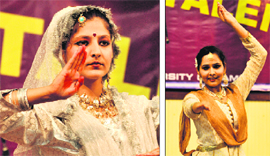 Students perform classical dance (solo) during the Display Your Talent contest at the University of Jammu on Friday.