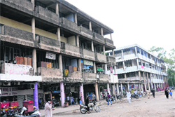 The facade of showrooms being given a facelift in Sector 17.