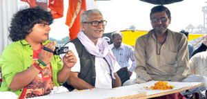 Shooting of a popular comedy TV show on at Har-ki-Pauri in Haridwar on Saturday.