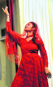 A girl performs during the Display Your Talent competition in the University of Jammu on Saturday. 