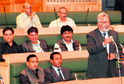 The J&K Assembly session in progress in Srinagar on Saturday. 