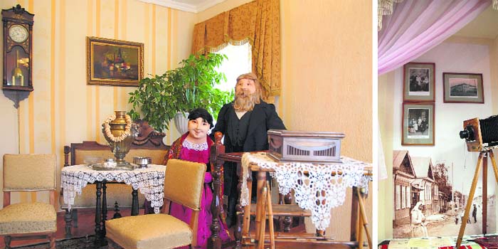 Left: How a rich merchants family lived. Above: Family portraits and the camera that recorded them