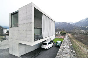 Photographs of buildings on display at the exhibition.