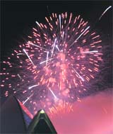 Fireworks erupt over the Sydney Opera House on Saturday.