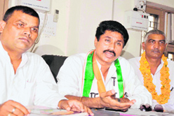 National Congress Party leaders at a press conference in Haridwar on Sunday.