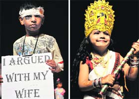 IN LIGHTER VEIN: Children participate in a fancy dress competition during the celebration of Maharaja Agarsen Jayanti at General Zorawar Singh Auditorium in Jammu on Sunday