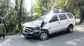 One person was injured in a collision between a tipper and an SUV near Mirgund on the Srinagar-Baramulla Highway on Sunday