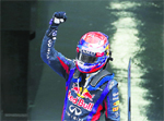 Red Bull Formula One driver Sebastian Vettel of Germany celebrates winning the Korean GP in Yeongam.