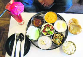A special Navratra thali displayed at a restaurant