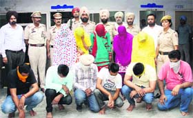 The six youths and five girls, arrested for immoral trafficking at Golden Hotel on Queens Road in Amritsar on Monday