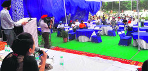 Auction of GMADA residential and commercial sites under way at Mohali on Monday. 