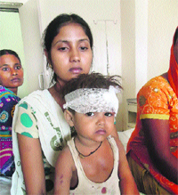A child under treatment in a Kaithal hospital on Monday.