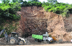 Mining work in progress on the Kangra-Dharamsala road near Dharamsala. Photo: Kamaljeet