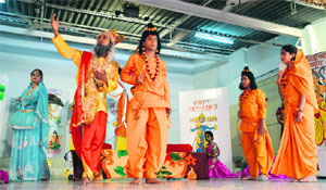 Students stage Ramlila at Saraswati Modern School in Ludhiana.