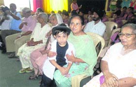 The elderly participate in the World Elders Day celebrations at Ryan International School in Amritsar on Tuesday