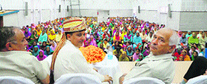 Sujanpur MLA Rajender Rana during a womens conference 